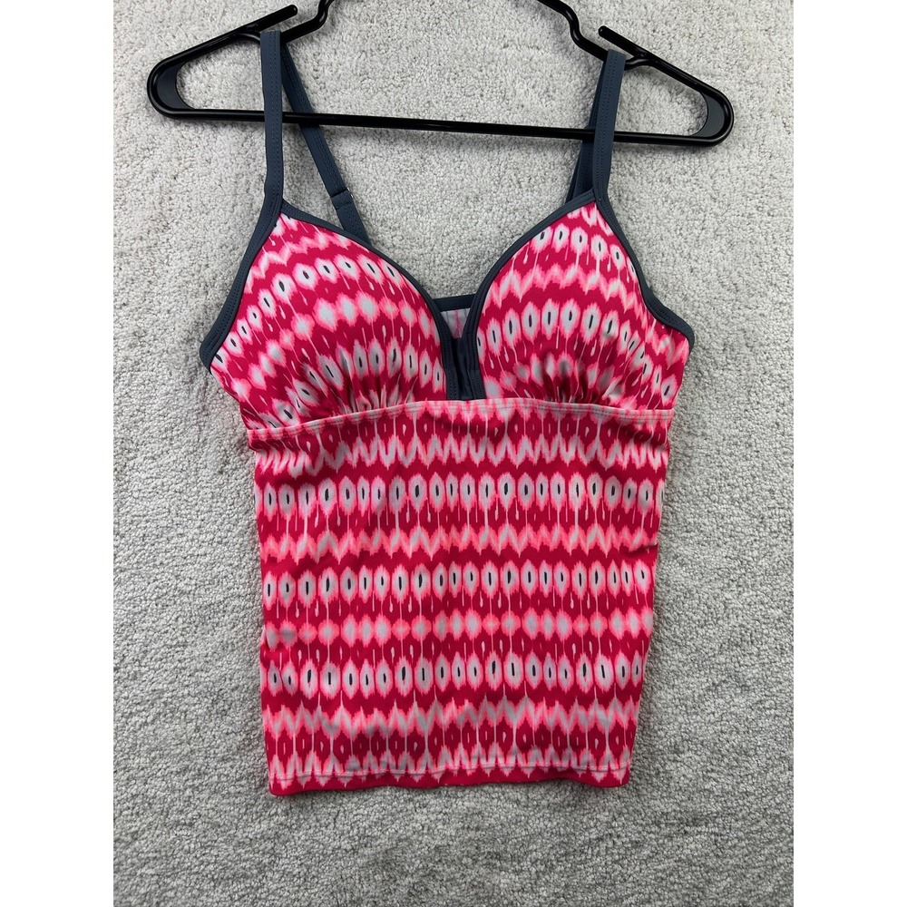 Free Country Tankini Swimsuit Top Womens Small Pink Ikat Print‎ Padded Cups Swim